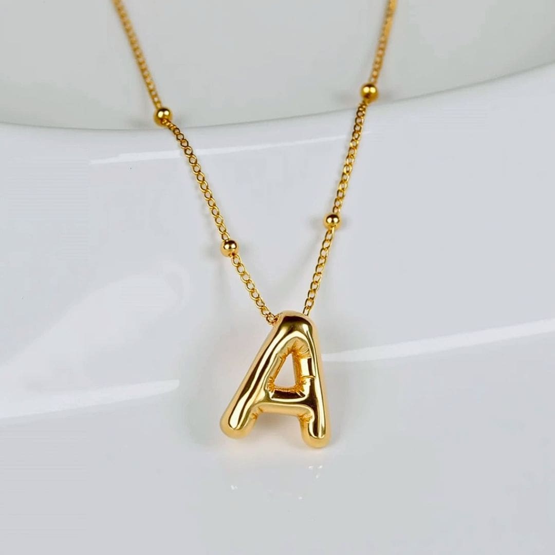 Bubble Letter Initial Necklace