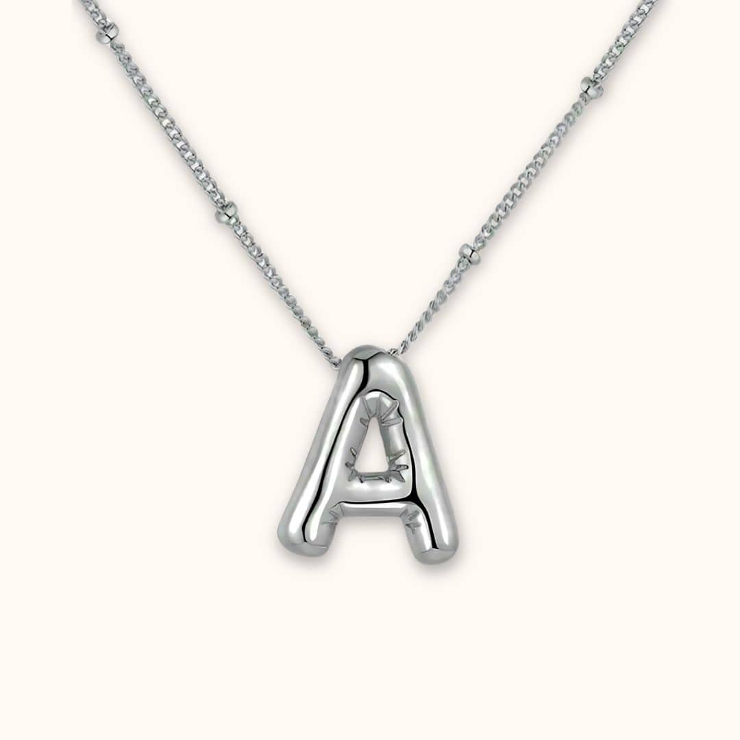 Bubble Letter Initial Necklace