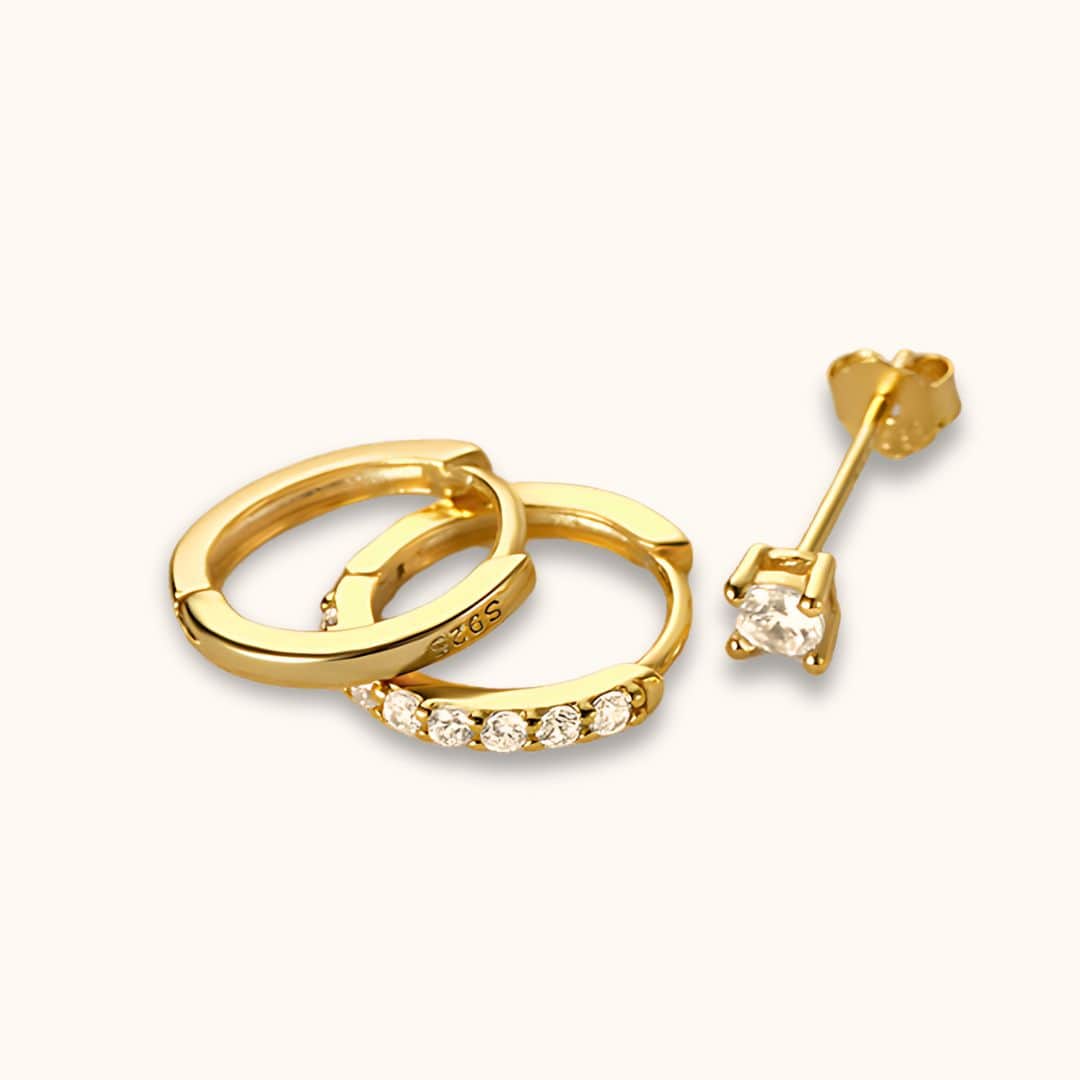 Cubic Zirconia Small Huggie Hoop Set